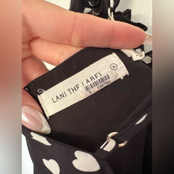 Lani the Label and White Polka Dot Heart Print Spaghetti Strap Midi Dress Small - Picture 6 of 8